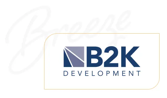 logo for B2K Development, developers of The Breeze apartments at Long Beach, NY